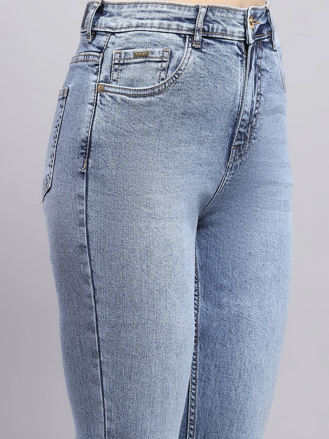 Women Blue Solid Slim Fit Denim - Image 6