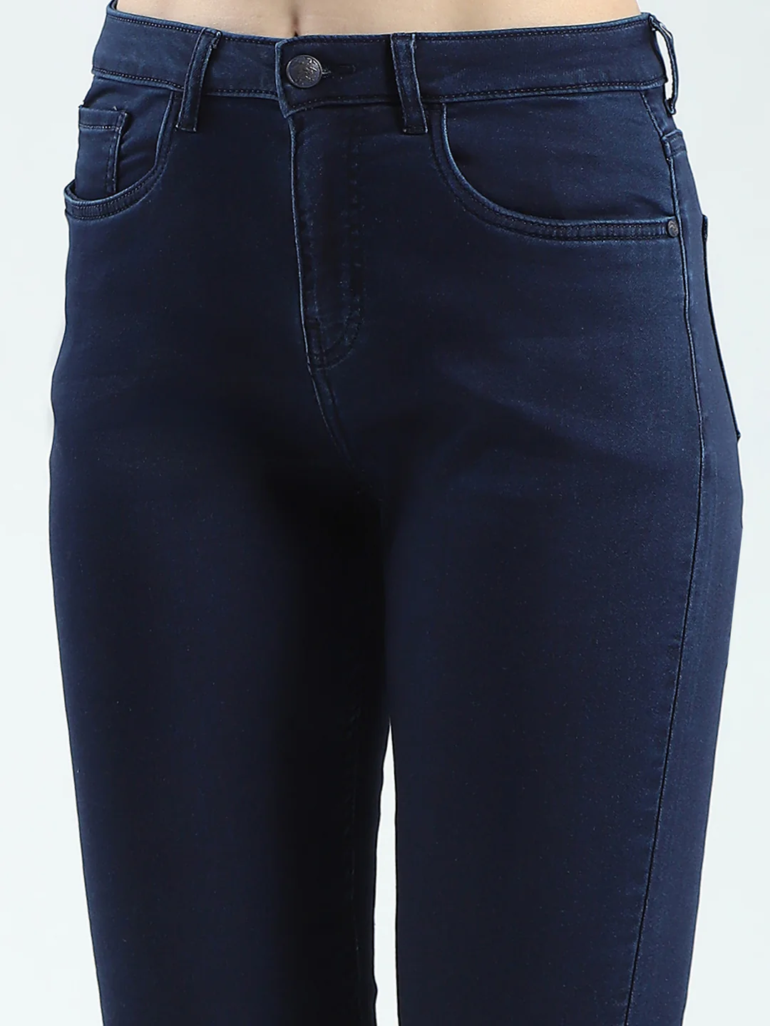 Women Blue Solid Slim Fit Denim - Image 6