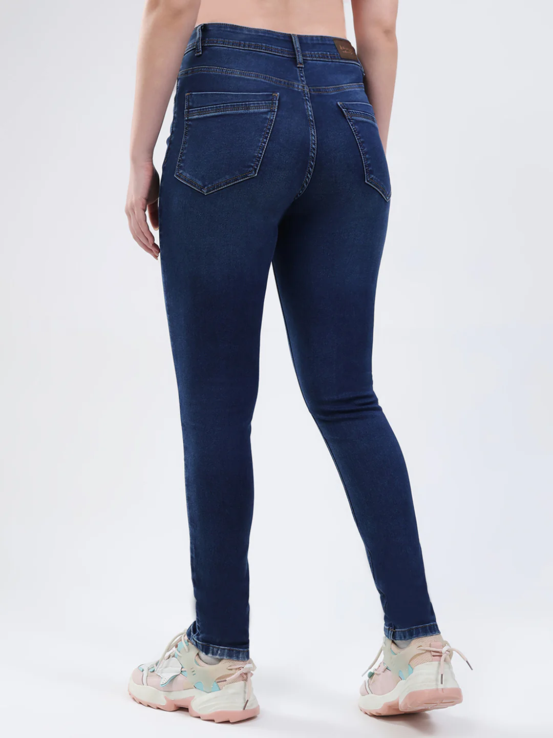 Women Blue Solid Slim Fit Denim - Image 5