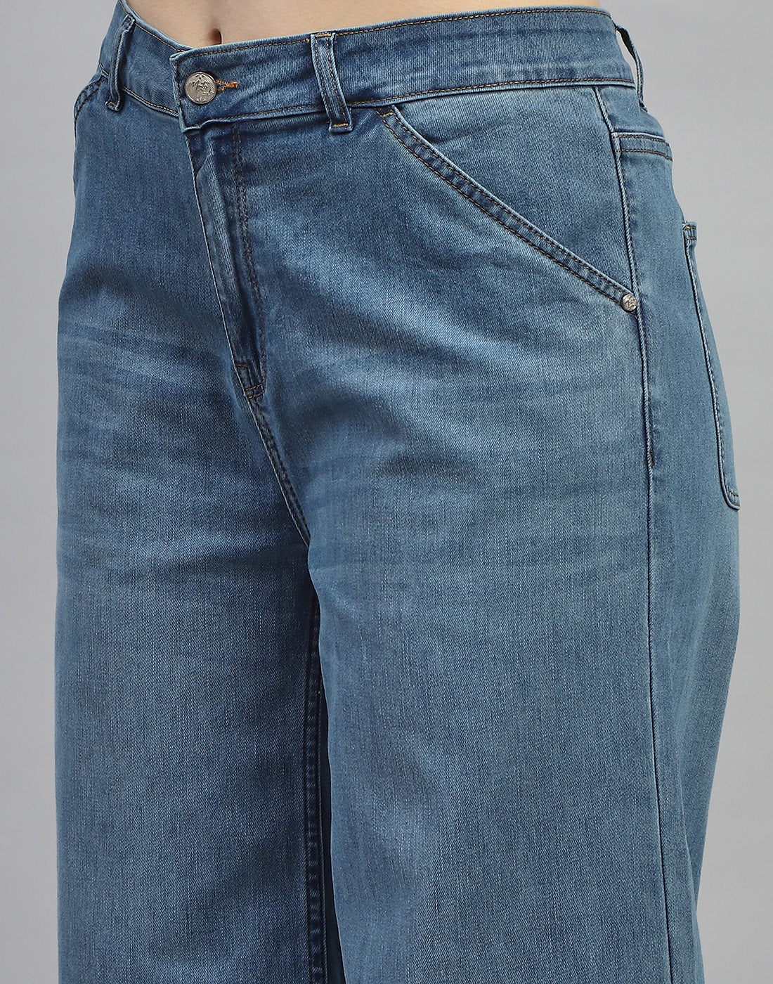 Women Blue Solid Wide Leg Denim - Image 6