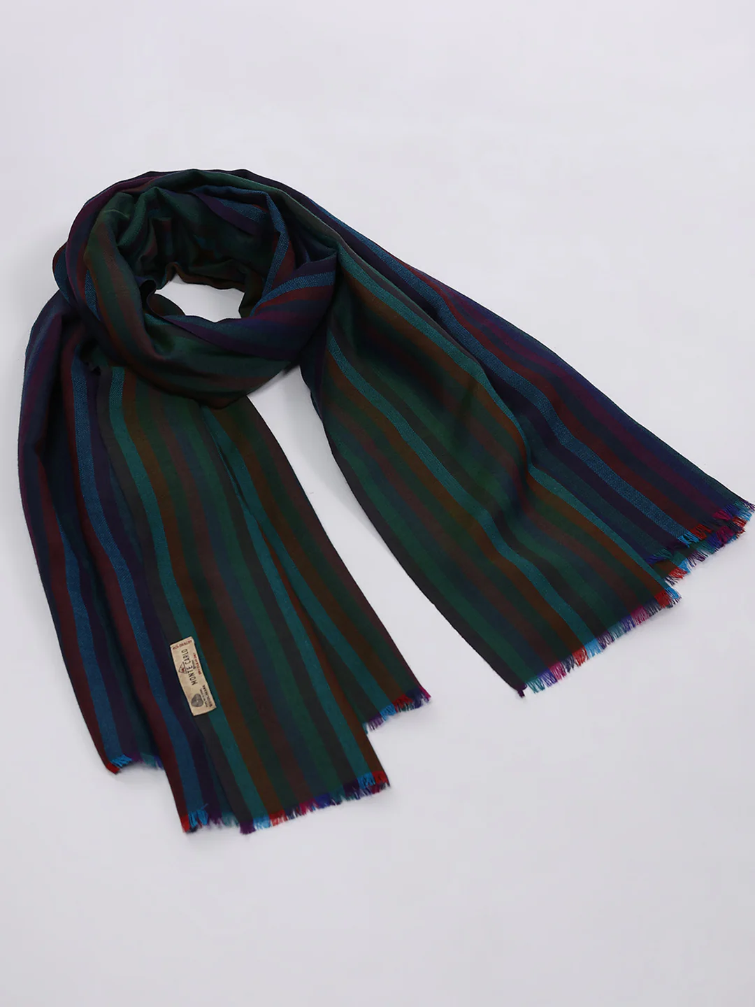 Women Blue Solid Wool Blend Shawl - Image 7