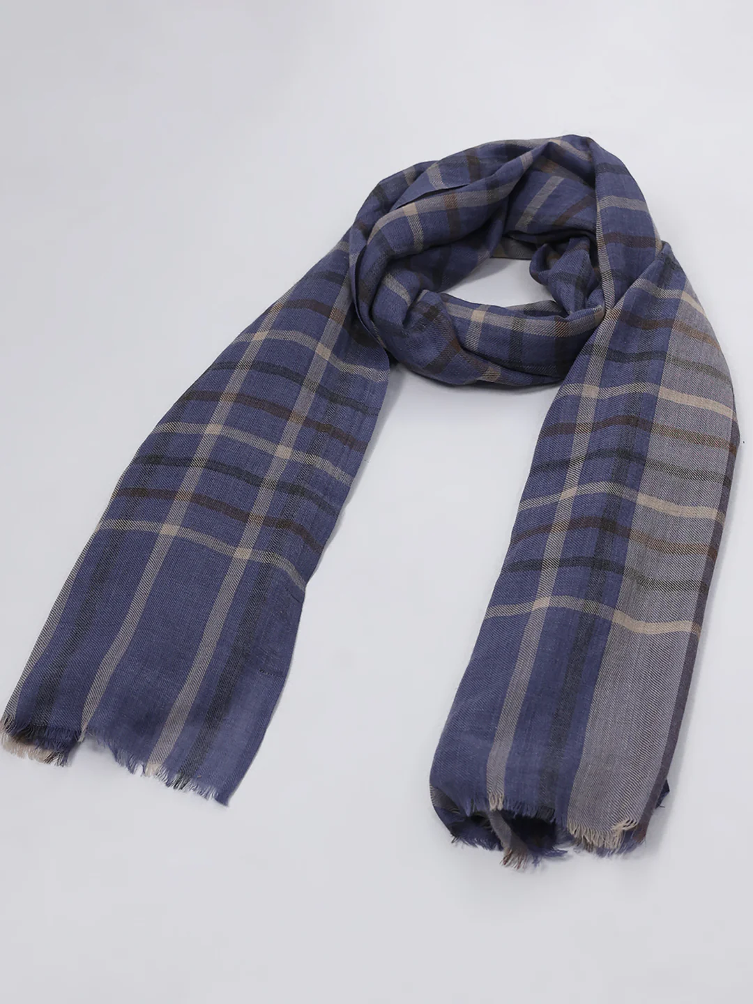 Women Blue Solid Wool Blend Stole - Image 2