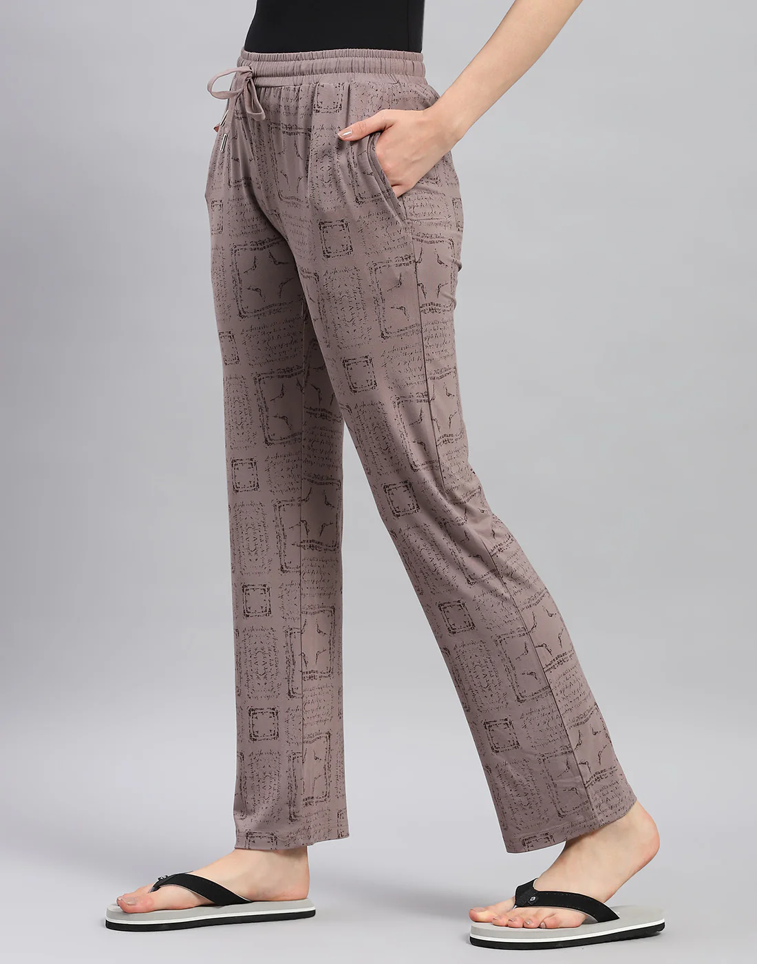 Women Brown Printed Regular Fit Lower - Image 3