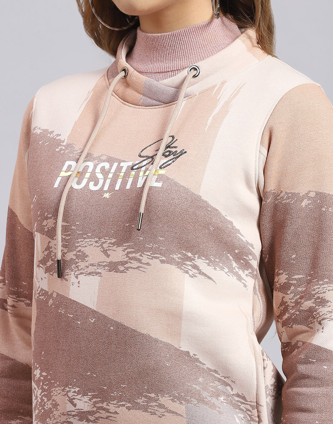 Women Brown Printed Round Neck Full Sleeve Sweatshirt - Image 6