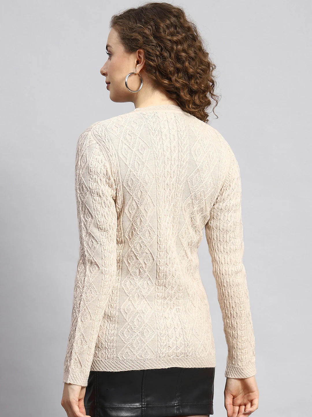 Women Brown Self Cardigan - Image 5