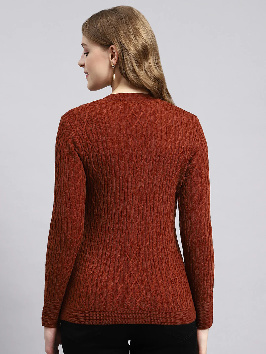 Women Brown Self Cardigan - Image 4