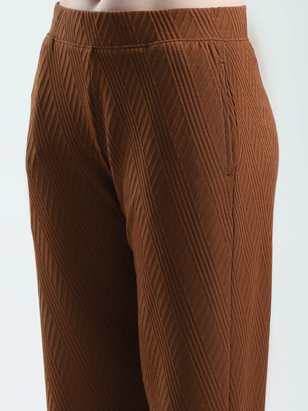 Women Brown Self Design Regular Fit Lower - Image 6