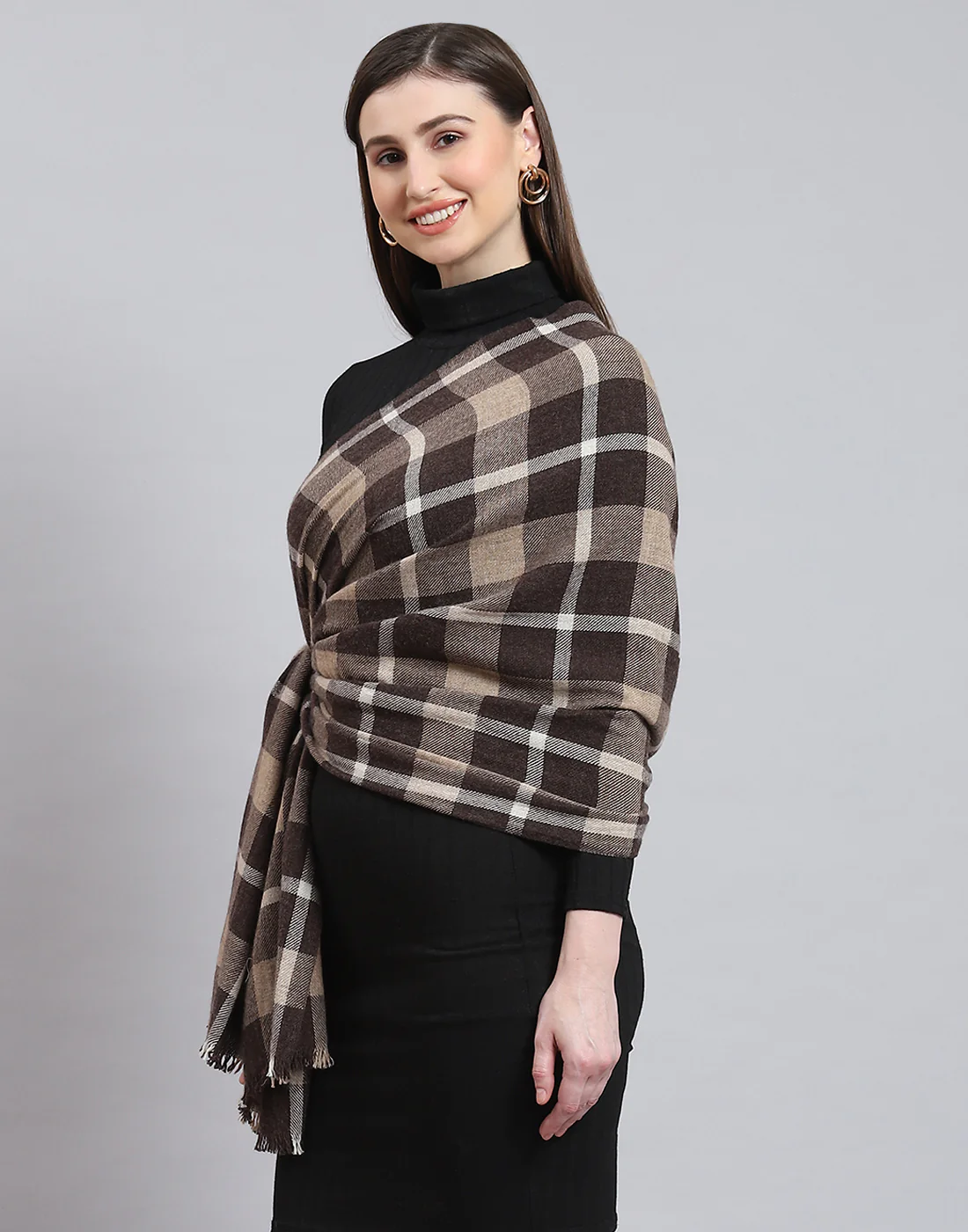 Women Brown Self Design Stole - Image 4
