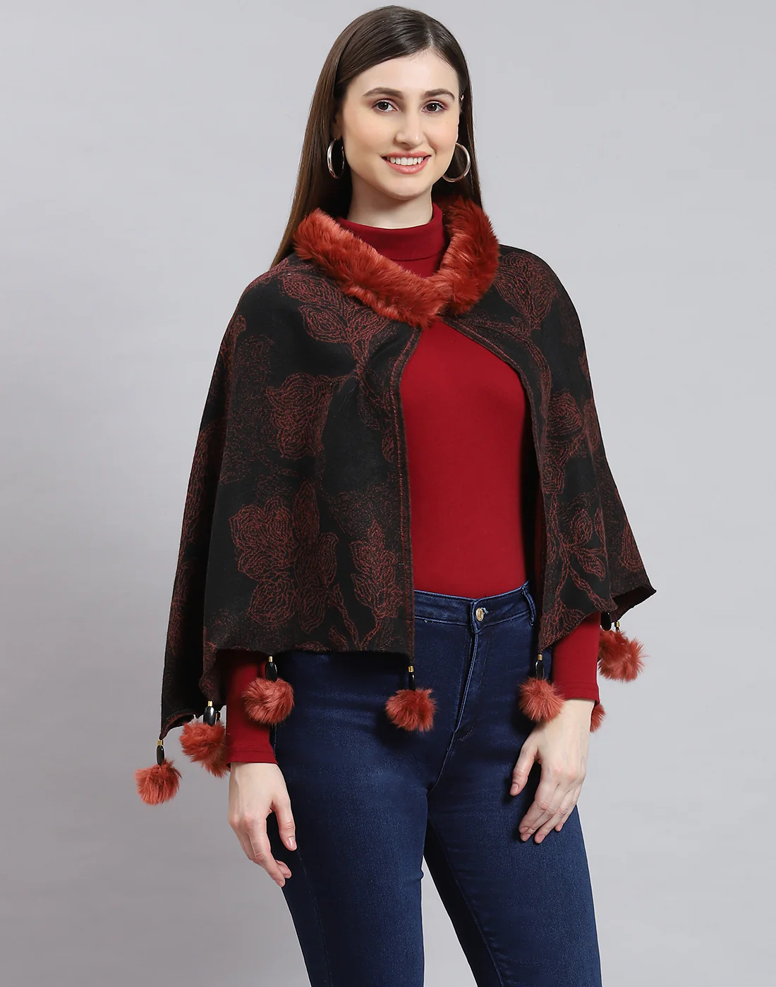 Women Brown Self Design Stole - Image 5