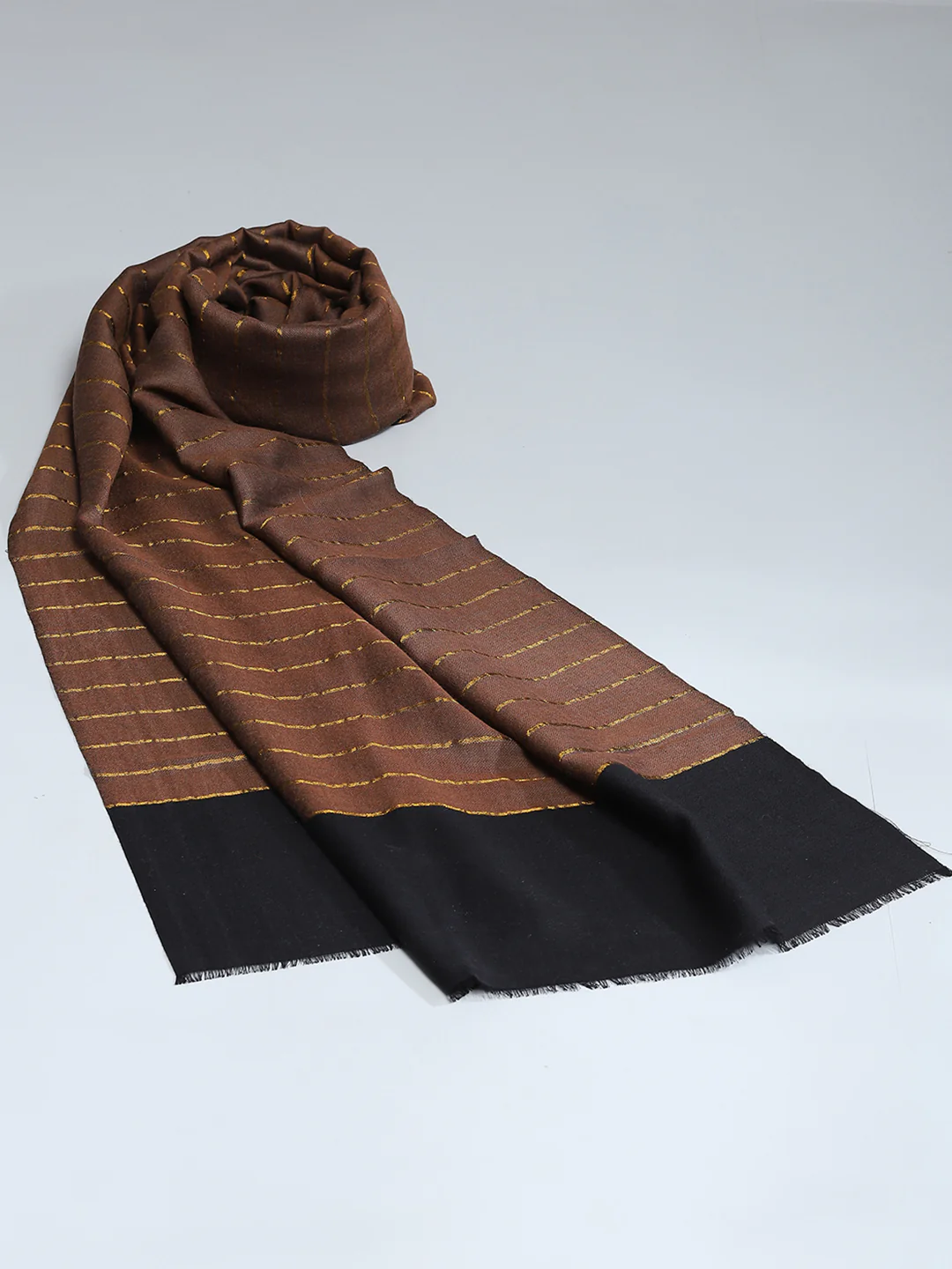 Women Brown Self Design Stole - Image 2