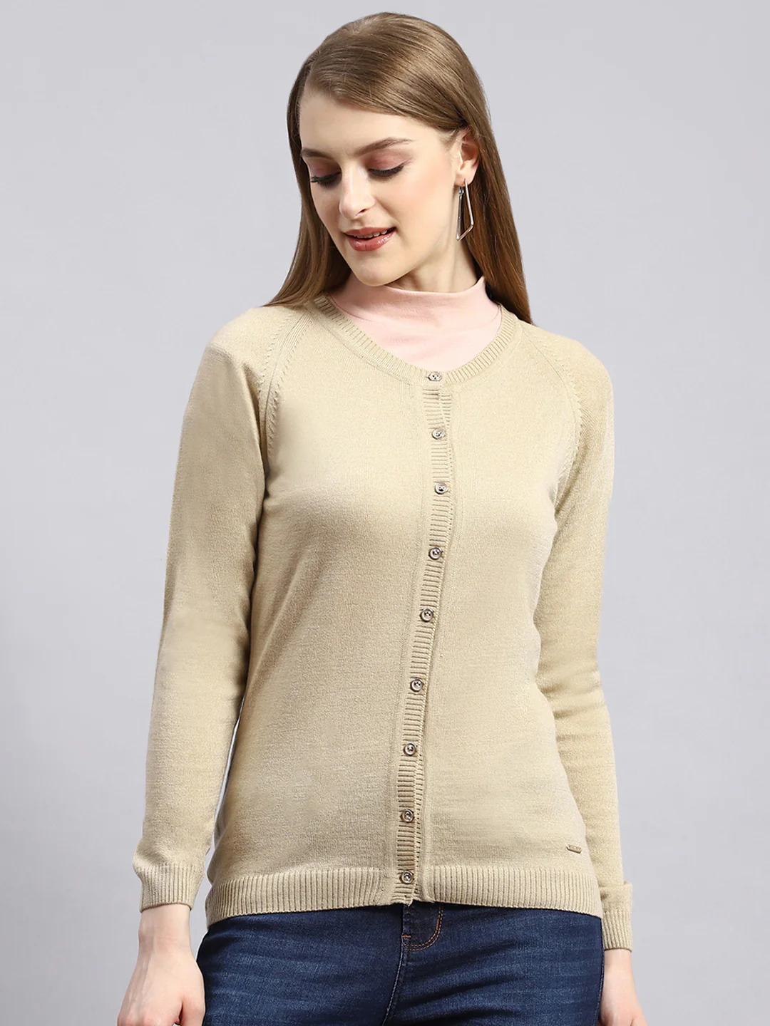 Women Brown Solid Cardigan - Image 2