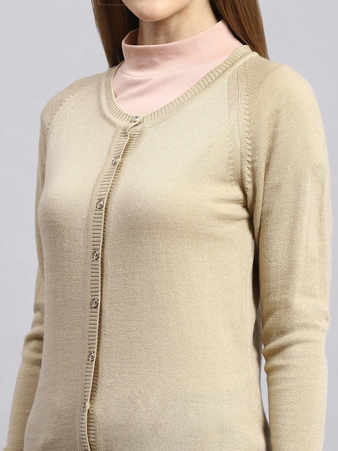 Women Brown Solid Cardigan - Image 6