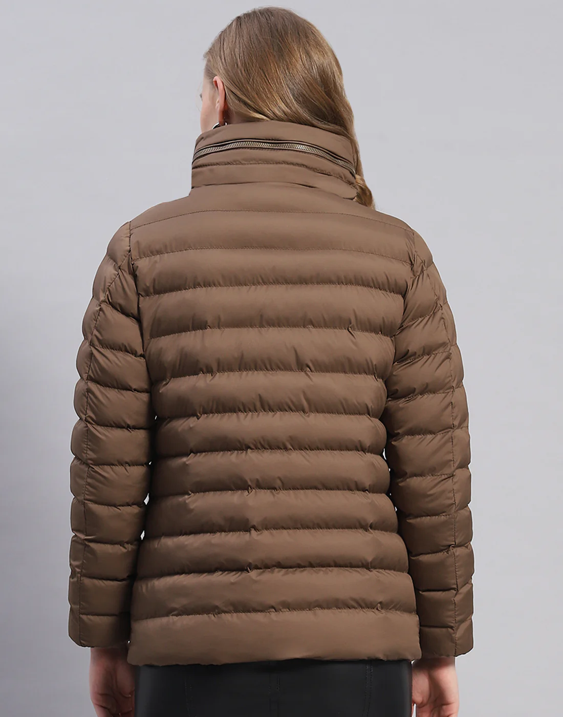 Women Brown Solid H Neck Full Sleeve Jacket - Image 5