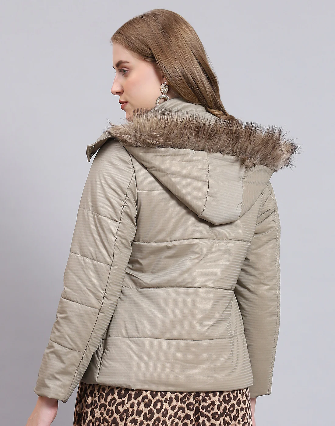 Women Brown Solid Hooded Full Sleeve Jacket - Image 6