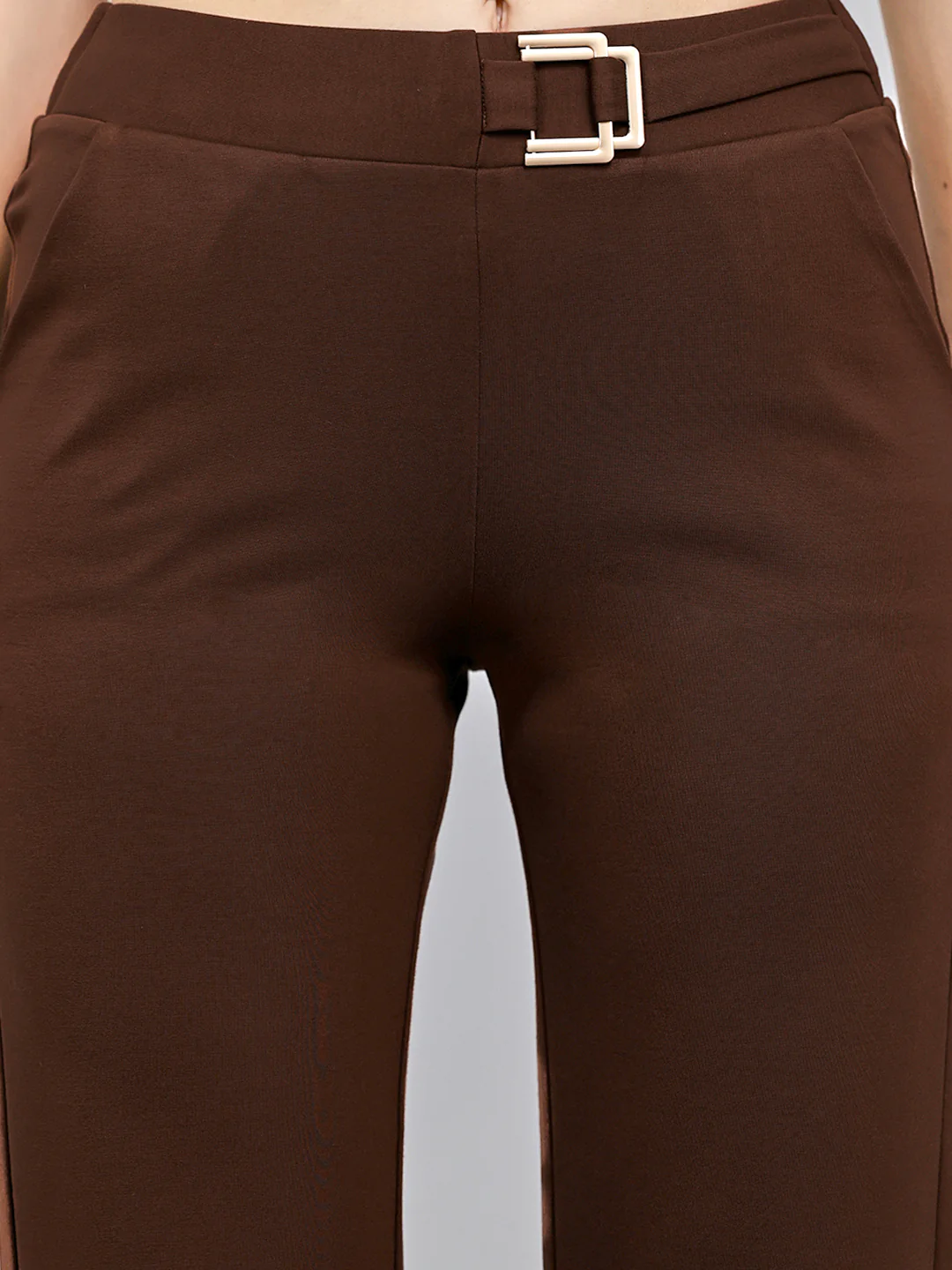 Women Brown Solid Regular Fit Jegging - Image 4