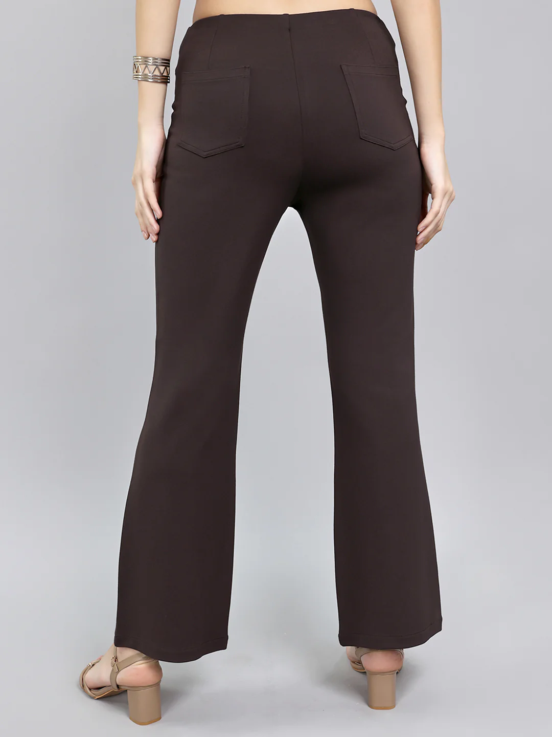 Women Brown Solid Regular Fit Jegging - Image 4