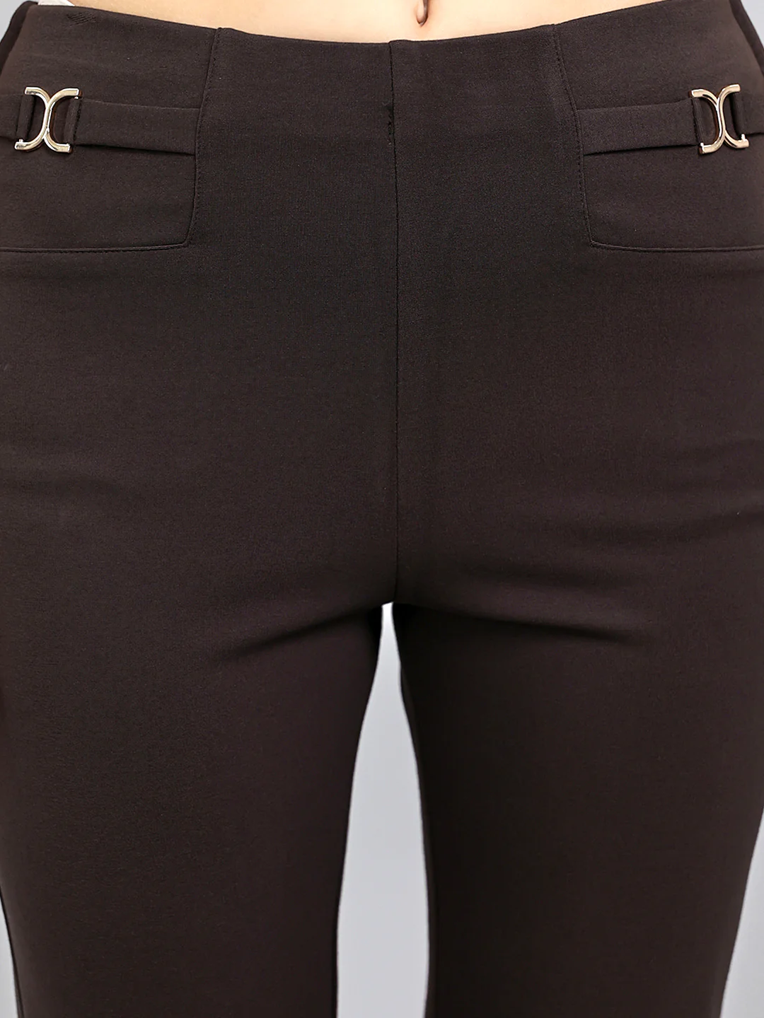 Women Brown Solid Regular Fit Jegging - Image 5