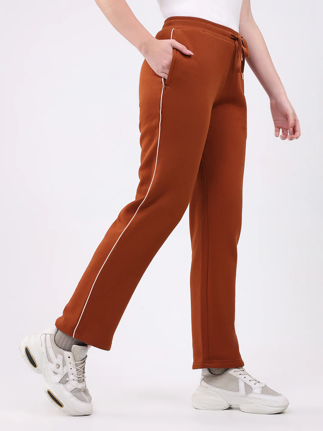Women Brown Solid Regular Fit Winte Lower - Image 4