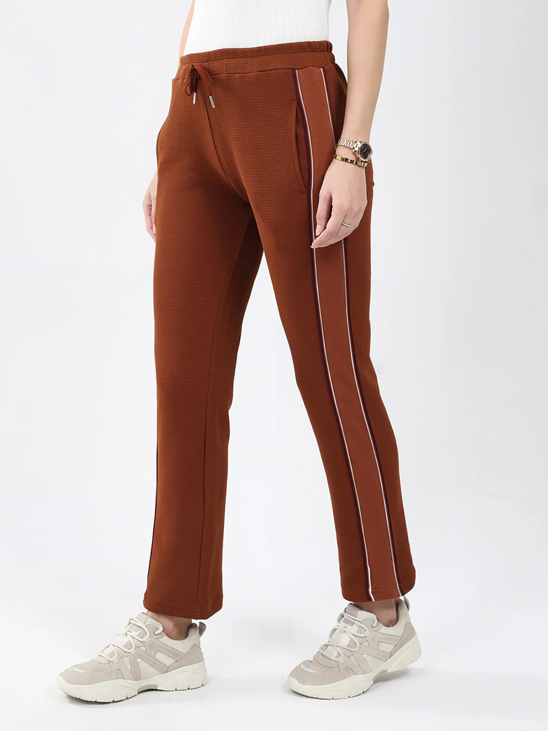 Women Brown Solid Regular Fit Winter Lower - Image 3