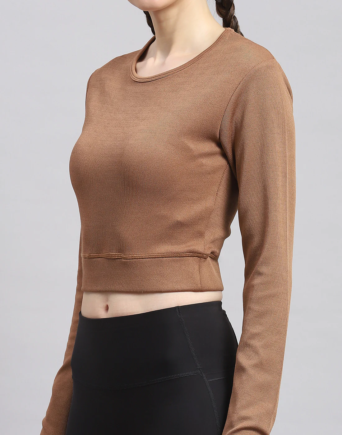 Rock.it Women Brown Solid Round Neck Full Sleeve Sweatshirt - Image 6