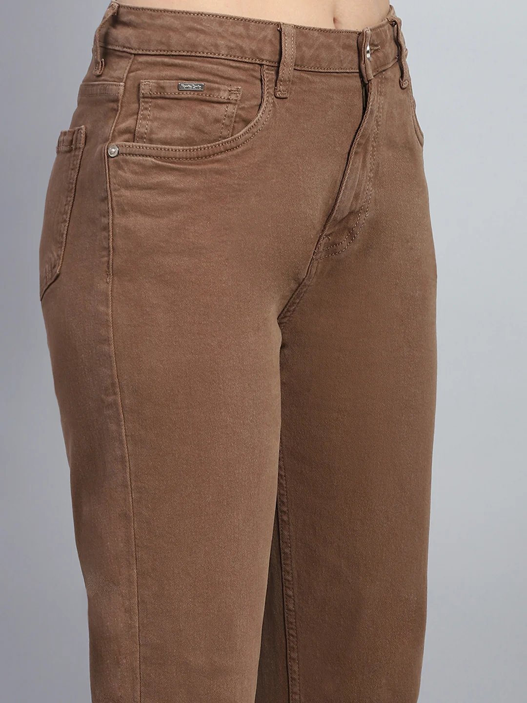 Women Brown Solid Slim Fit Denim - Image 6