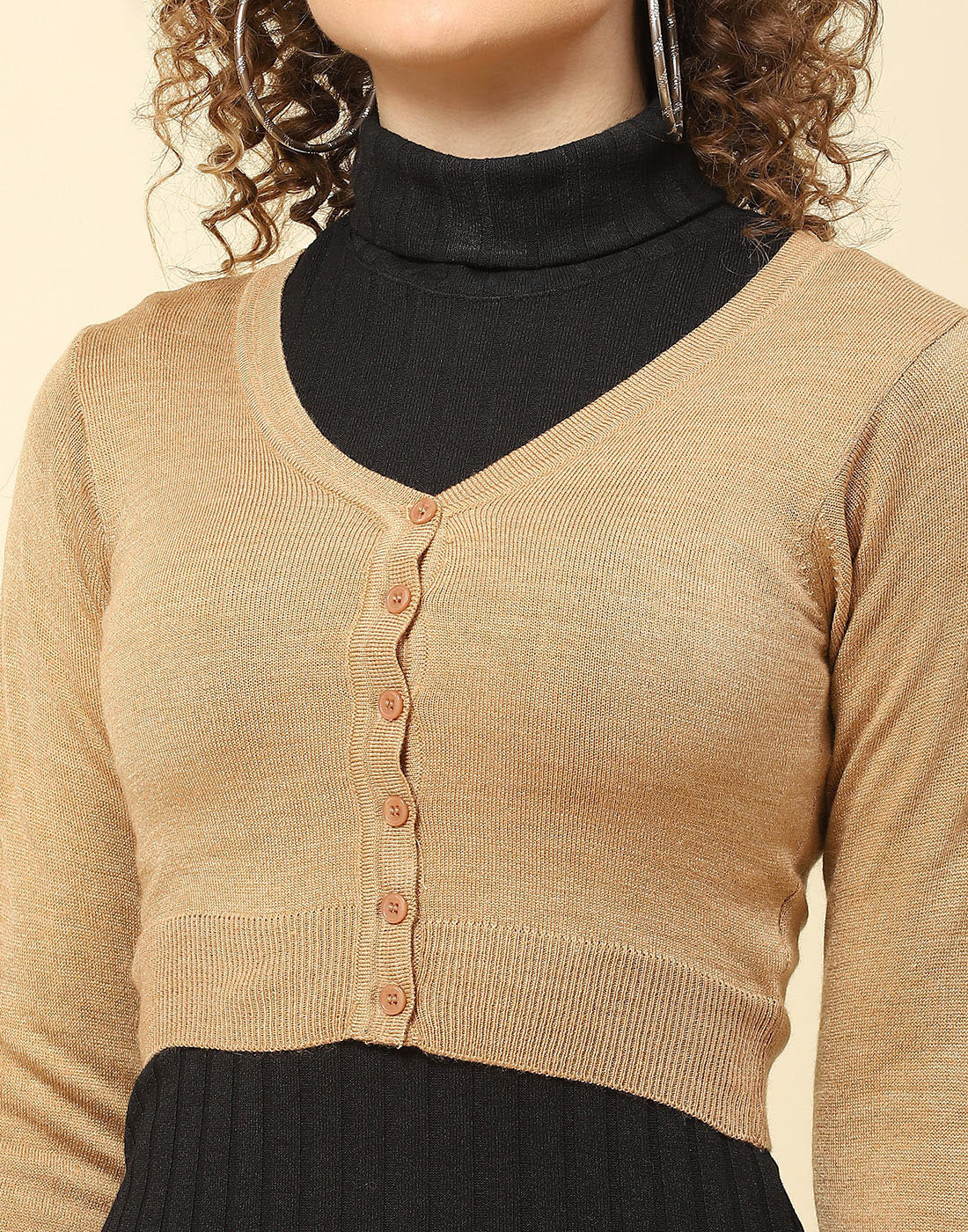 Women Brown Solid V Neck Full Sleeve Blouse - Image 6