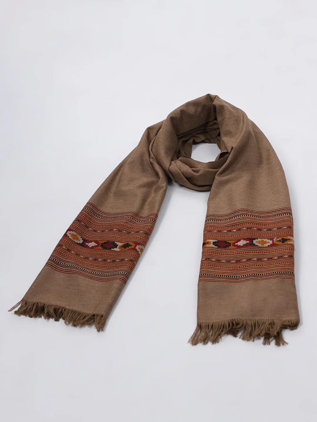 Women Brown Solid Wool Blend Shawl - Image 6
