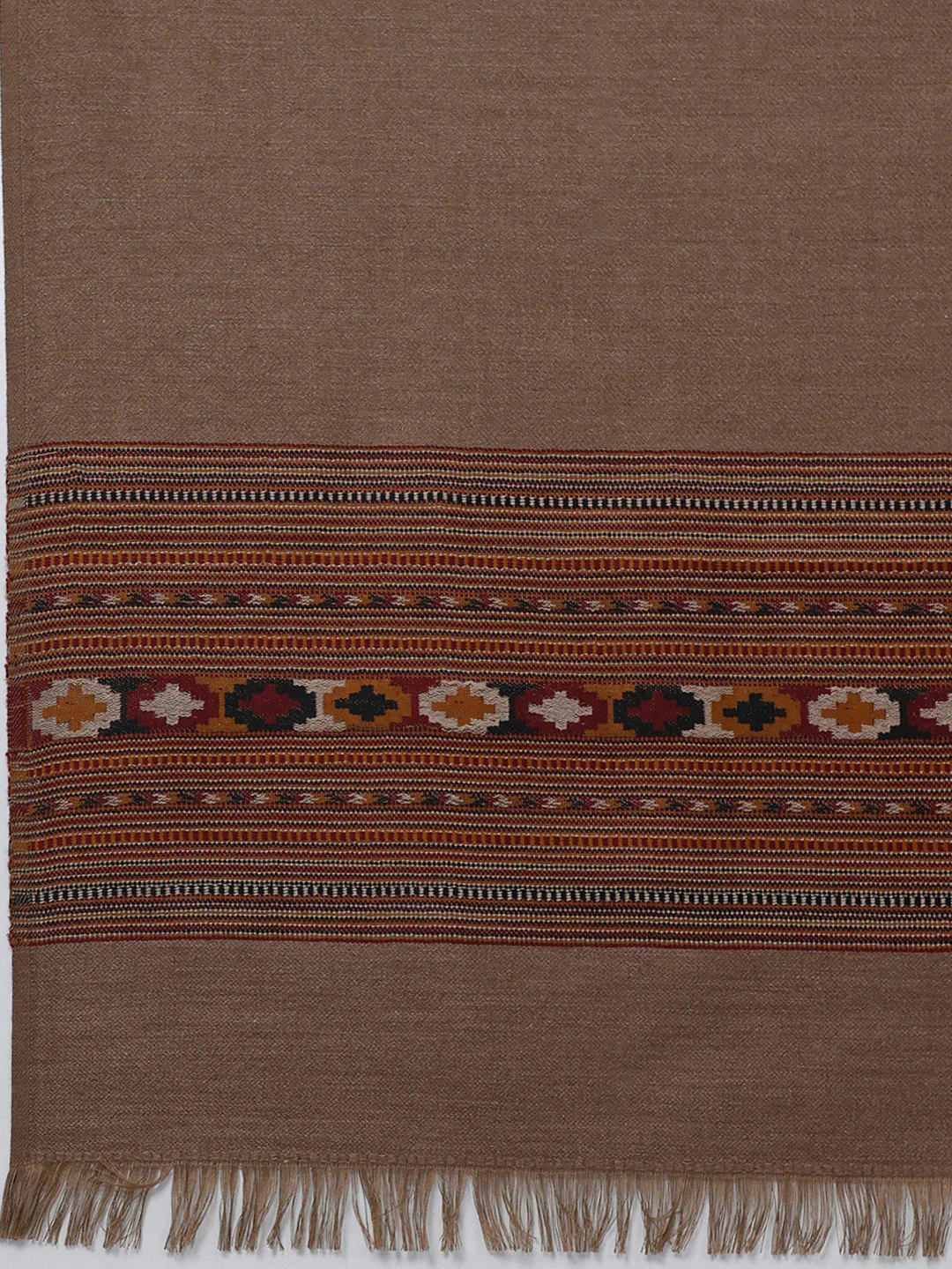 Women Brown Solid Wool Blend Shawl - Image 7