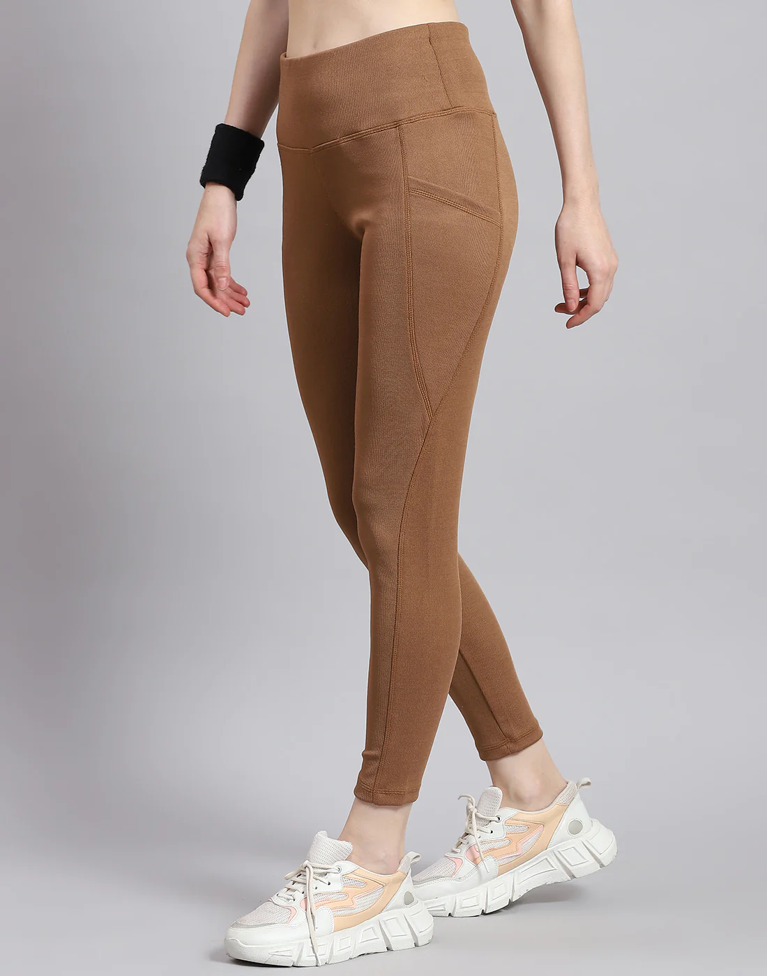 Rock.it Women Camel Brown Solid Regular Fit Legging - Image 4