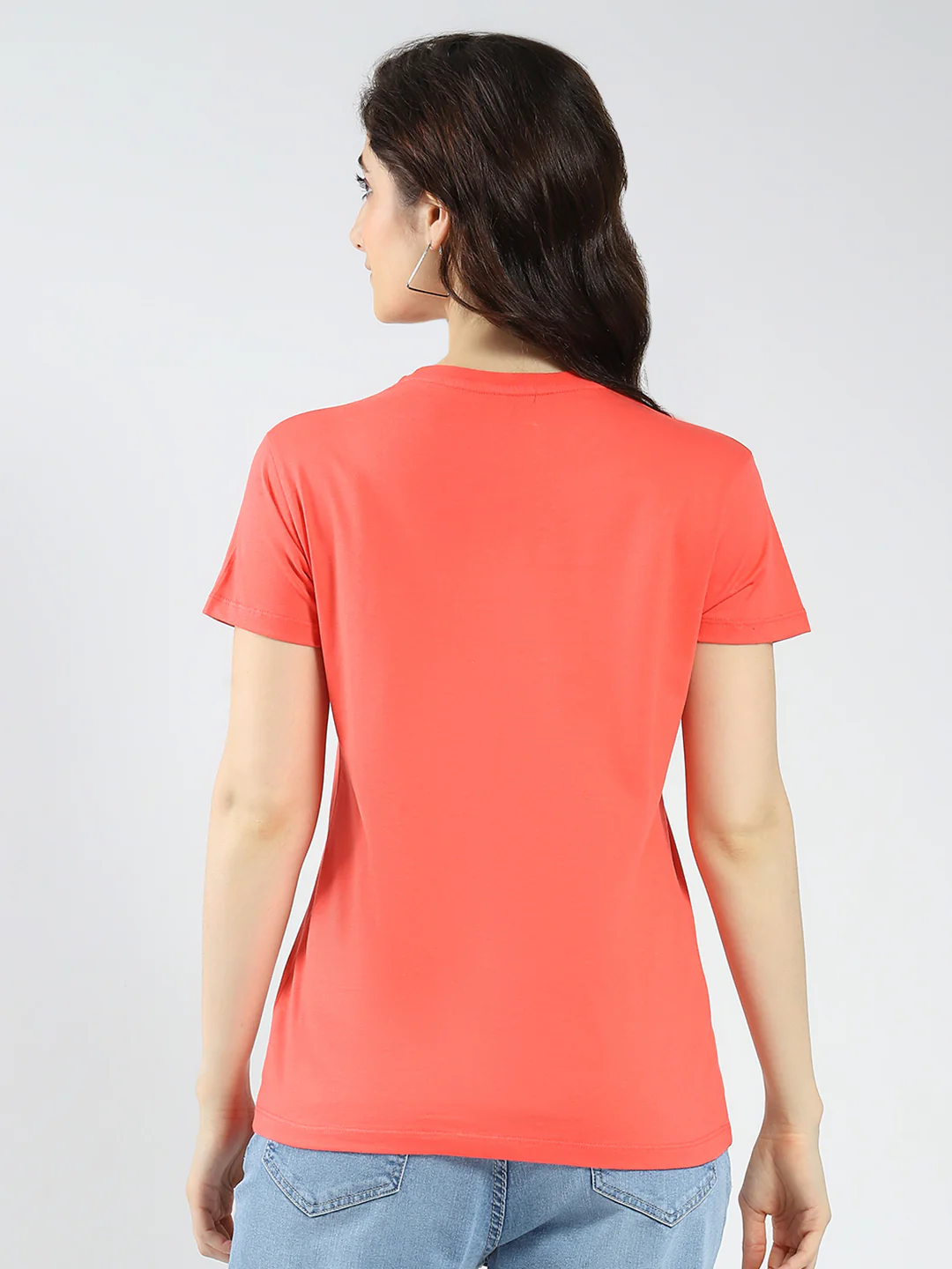 Women Coral & Mustard Printed Round Neck Half Sleeve Top 2Pc Set - Image 7