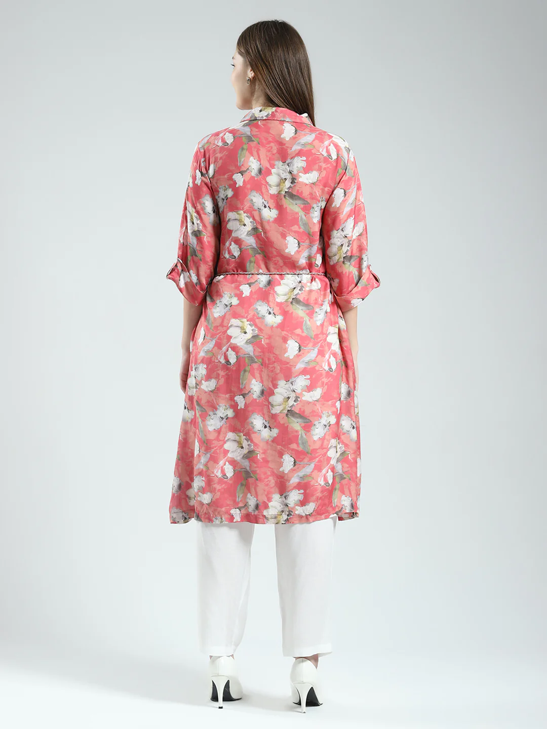 Women Coral Printed Collar 3/4th Sleeve Tunic - Image 5