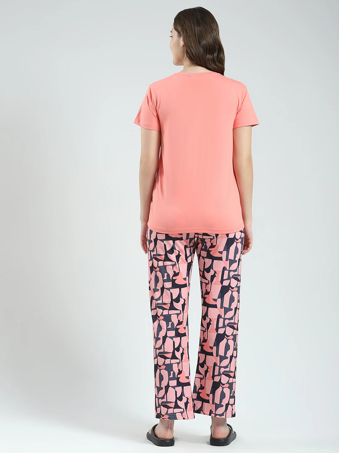 Women Coral Printed Round Neck Half Sleeve Lower Set - Image 5