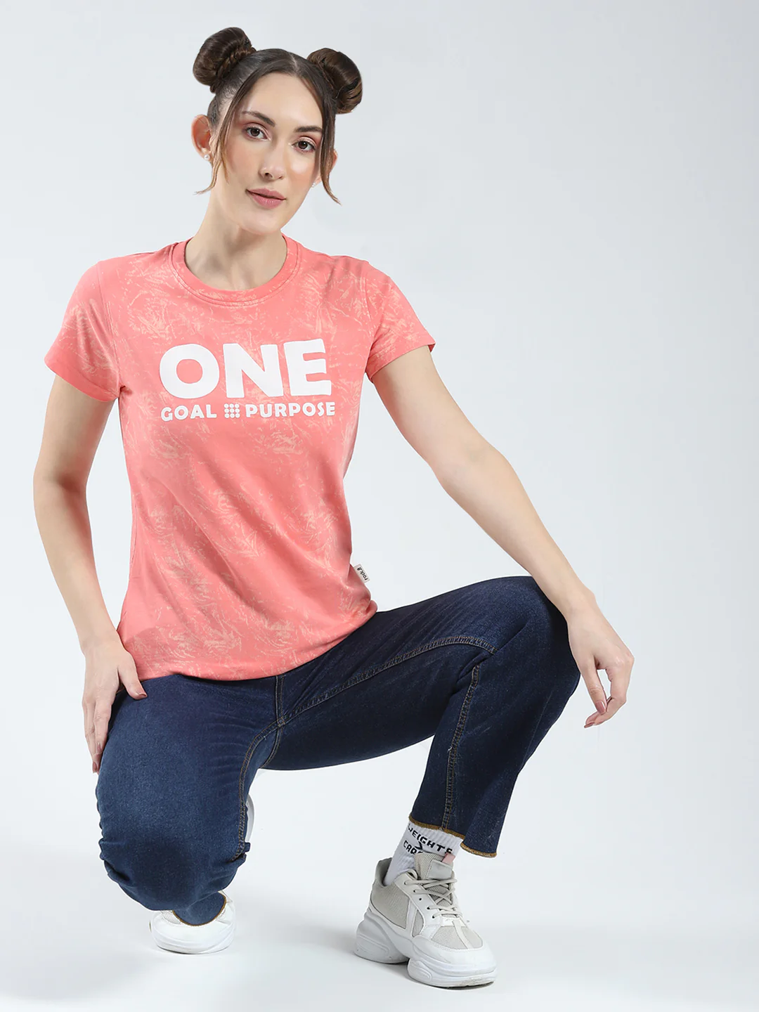 Rock.it Women Coral Printed Round Neck Half Sleeve Top - Image 2
