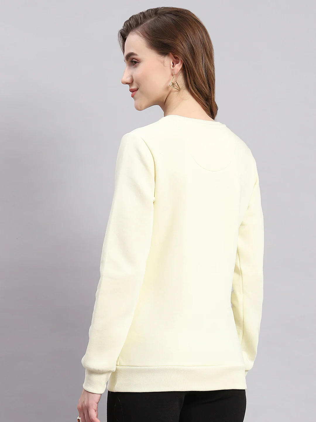 Women Cream Embroidered Round Neck Full Sleeve Sweatshirts - Image 4