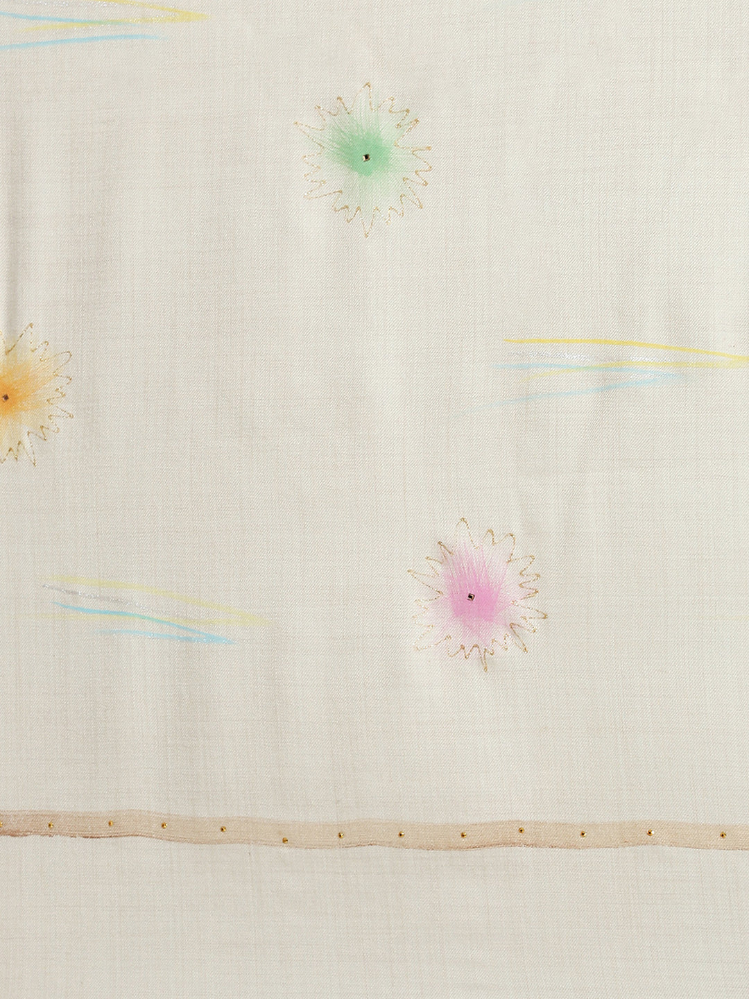 Women Cream Floral Print Shawl - Image 6