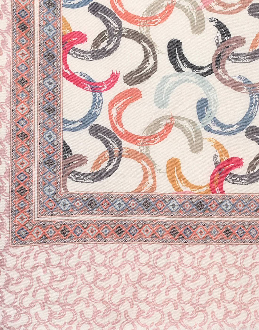 Women Cream Printed Stole - Image 6