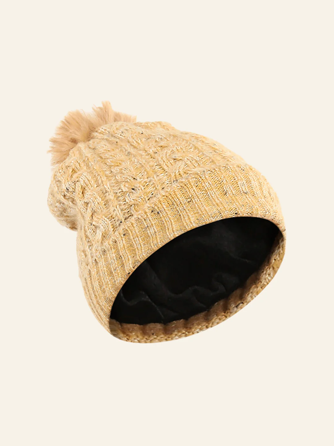 Women Cream Self Design Cap - Image 2