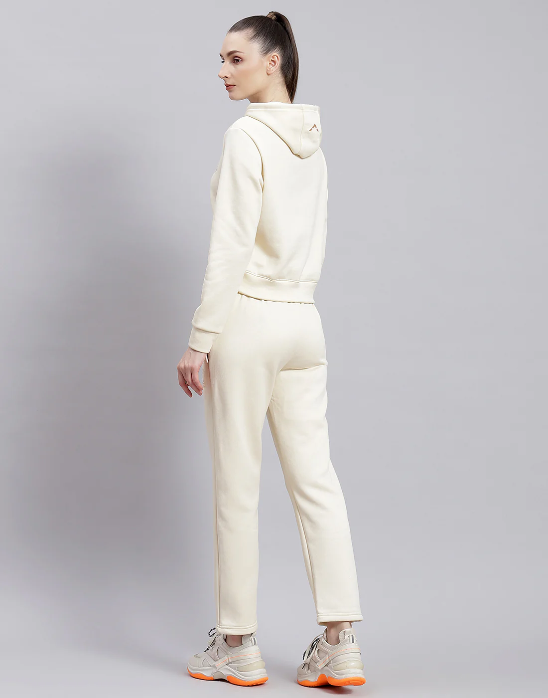 Rock.it Women Cream Solid Hooded Full Sleeve Cords Set - Image 5