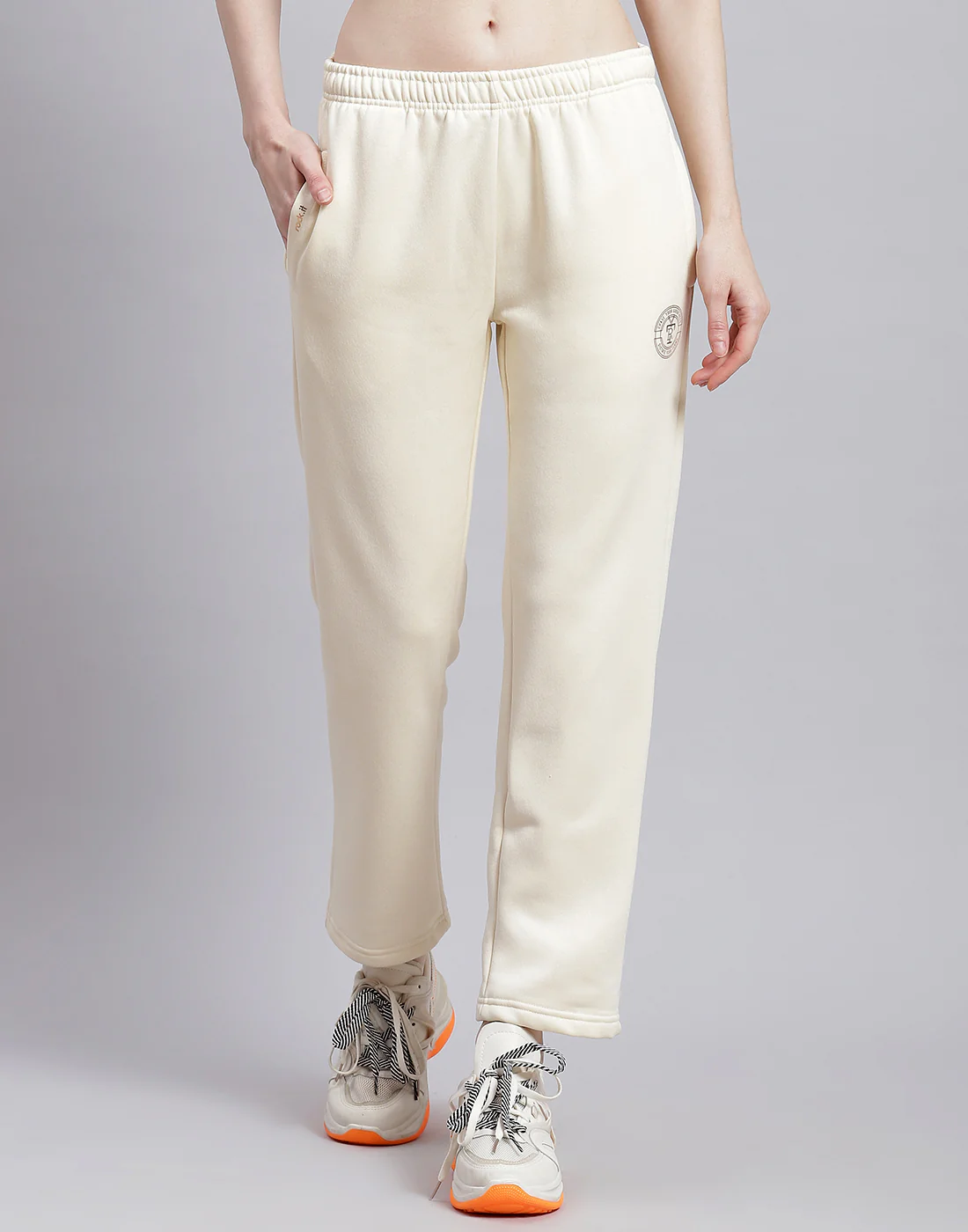 Rock.it Women Cream Solid Hooded Full Sleeve Cords Set - Image 7