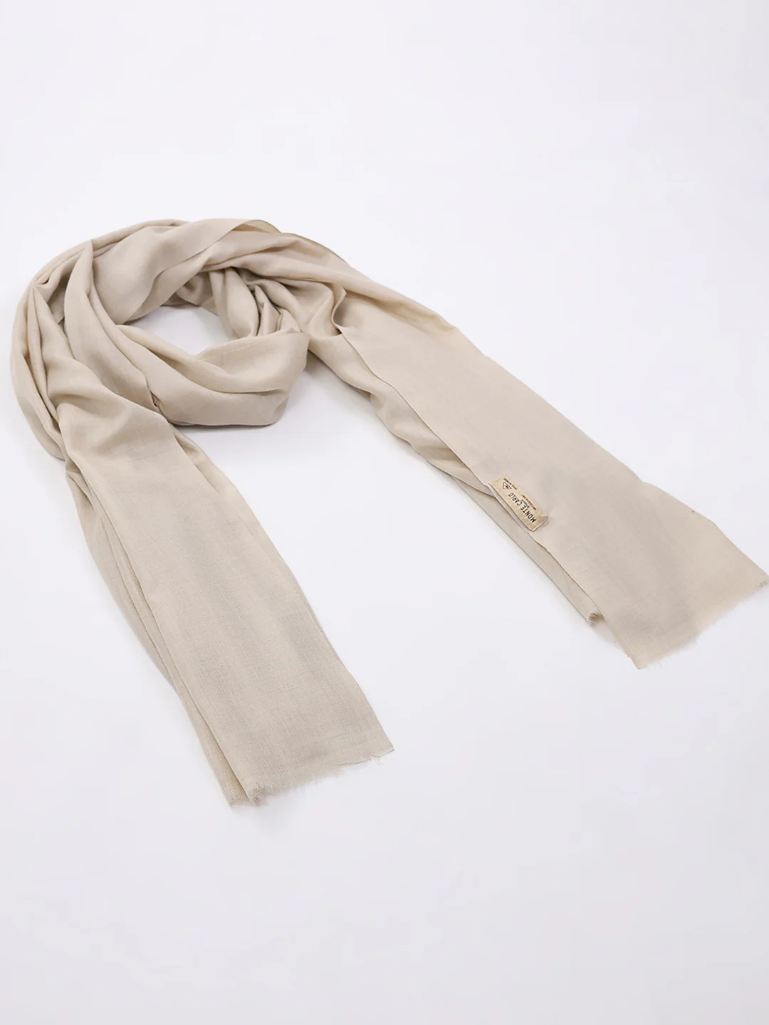 Women Cream Solid Wool Blend Shawl - Image 6
