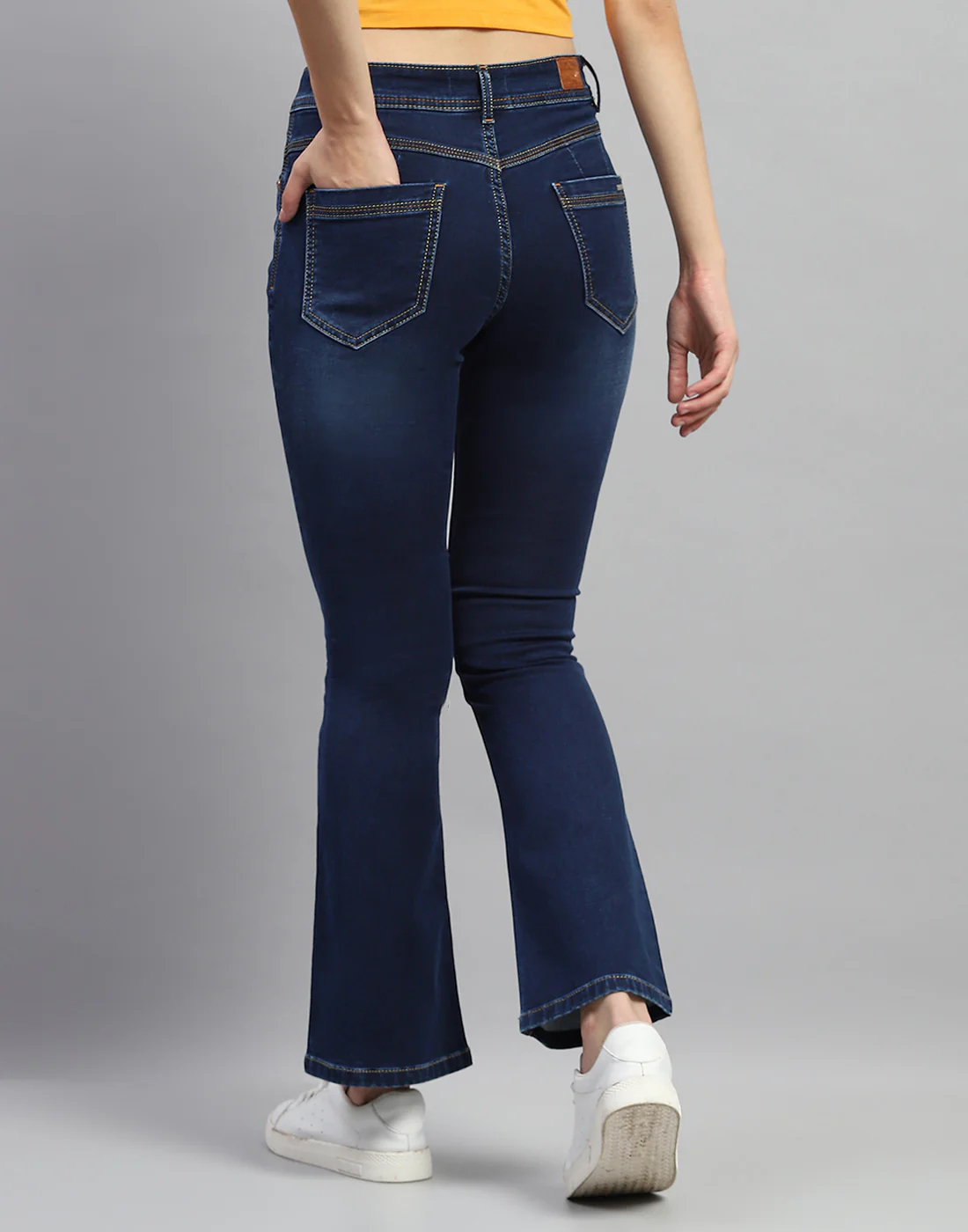 Women Dark Blue Light Wash Bootcut Denim - Image 5