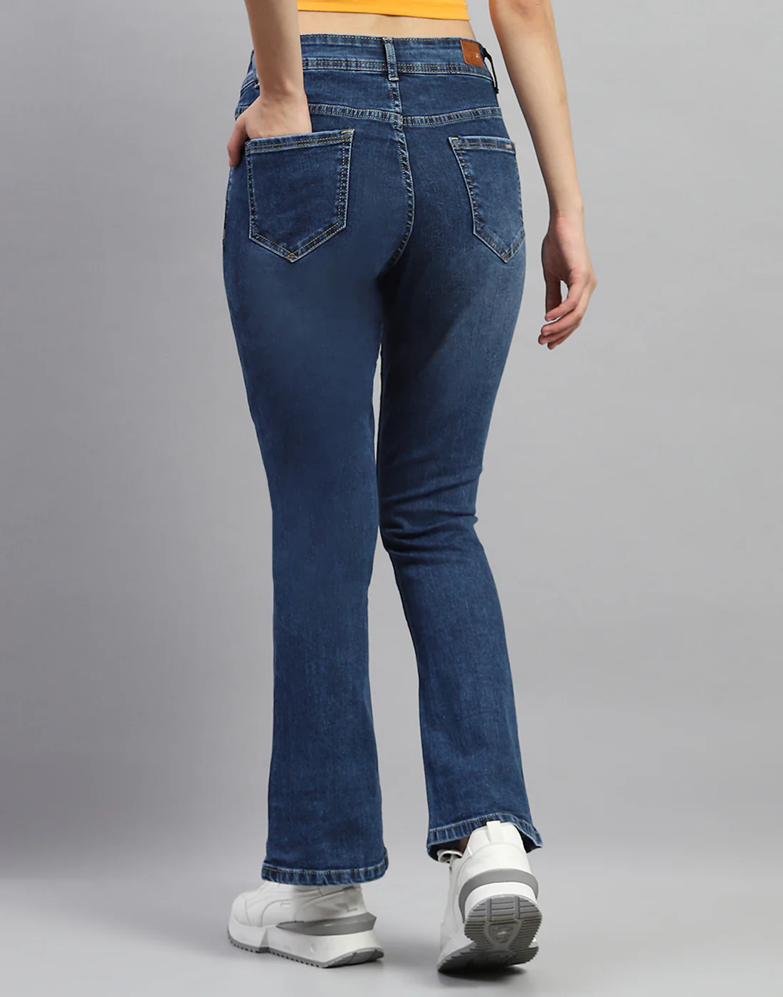 Women Dark Blue Light Wash Bootcut Denim - Image 5