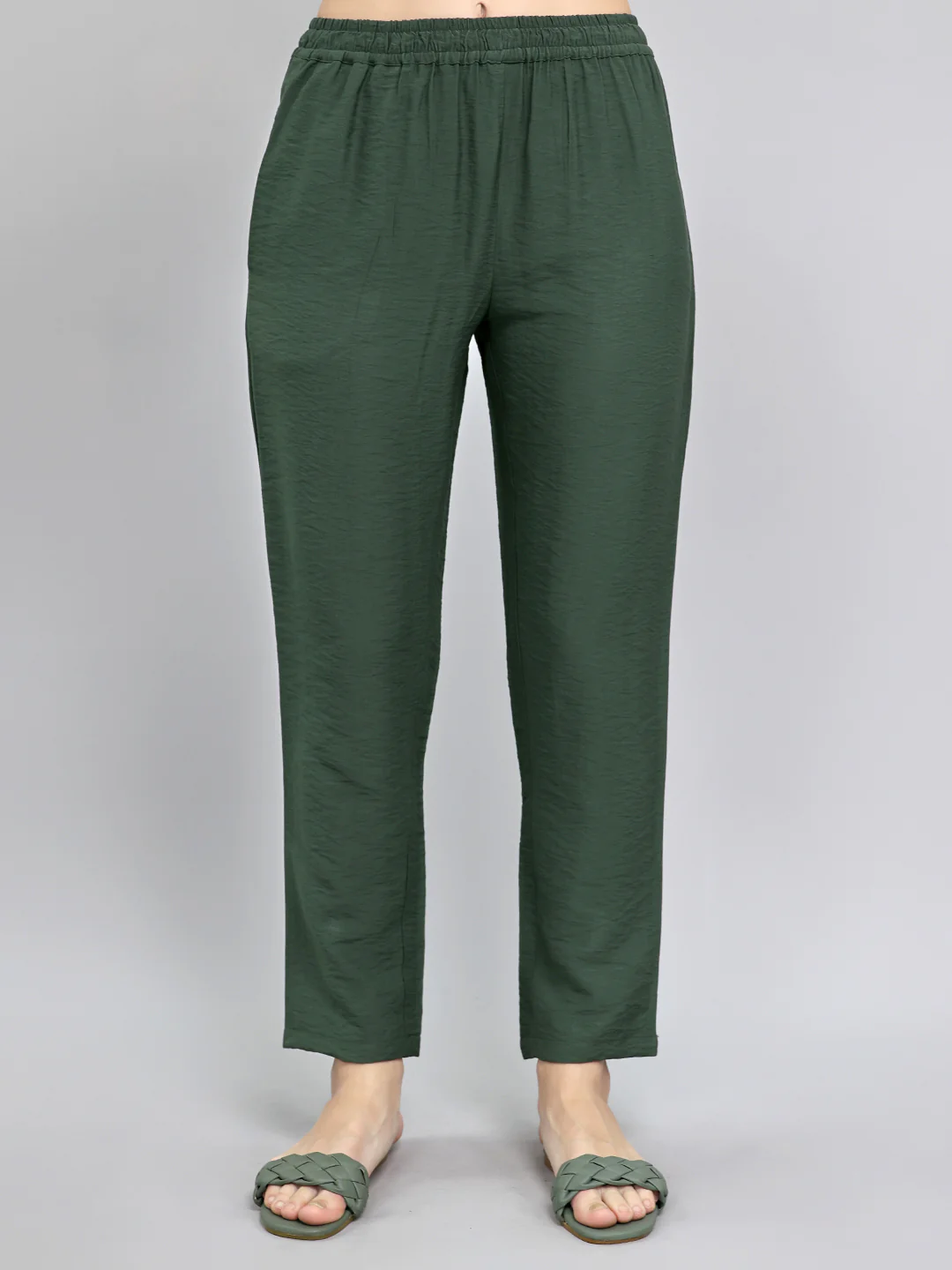 Women Green Embroidered Collar Half Sleeve Cords Set - Image 7
