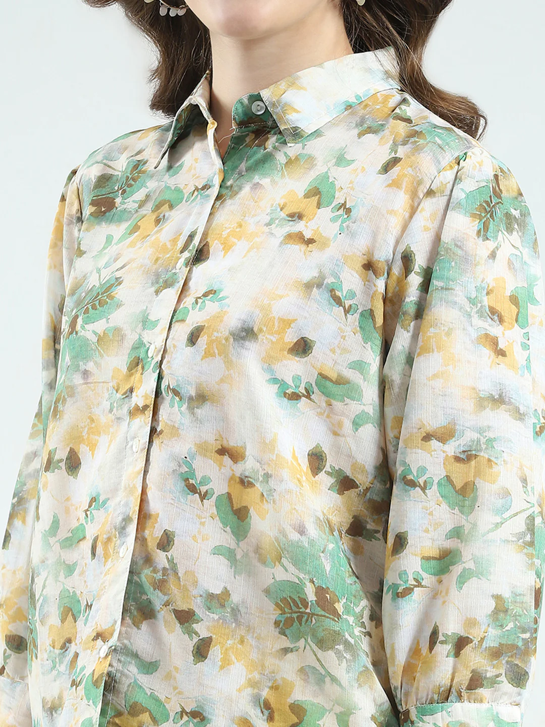 Women Green Printed Collar 3/4th Sleeve Cords Set - Image 7