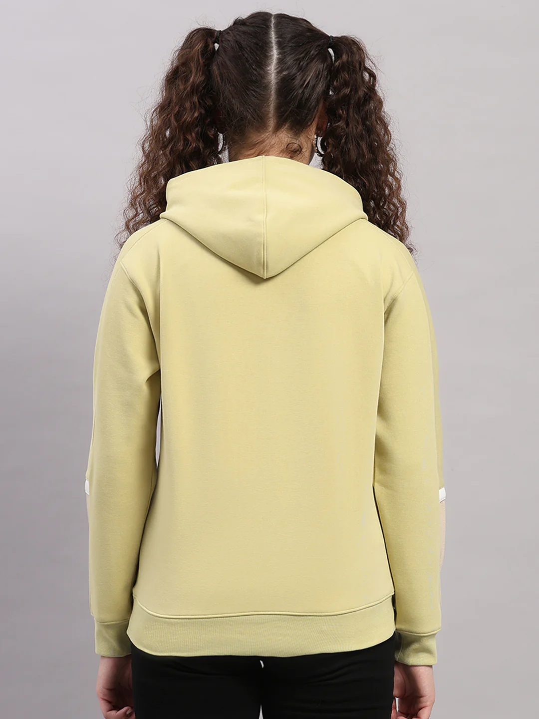 Women Green Printed Hooded Full Sleeve Sweatshirt - Image 5