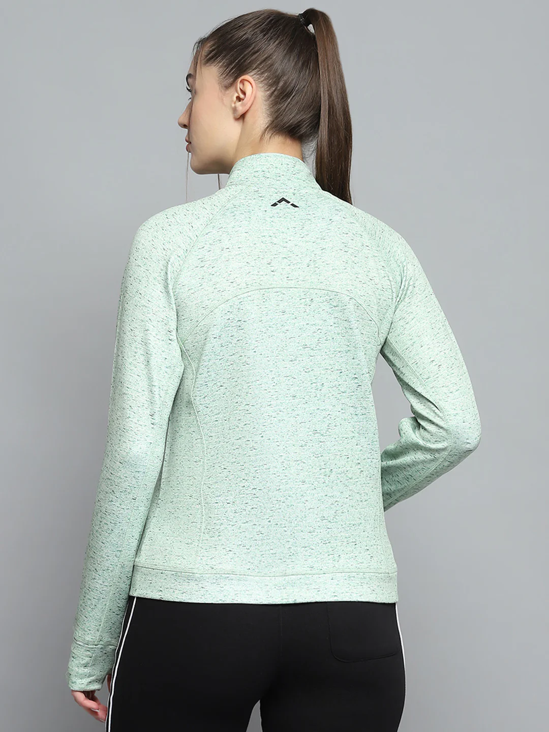 Rock.it Women Green Printed Mock Neck Full Sleeve Sweatshirt - Image 5