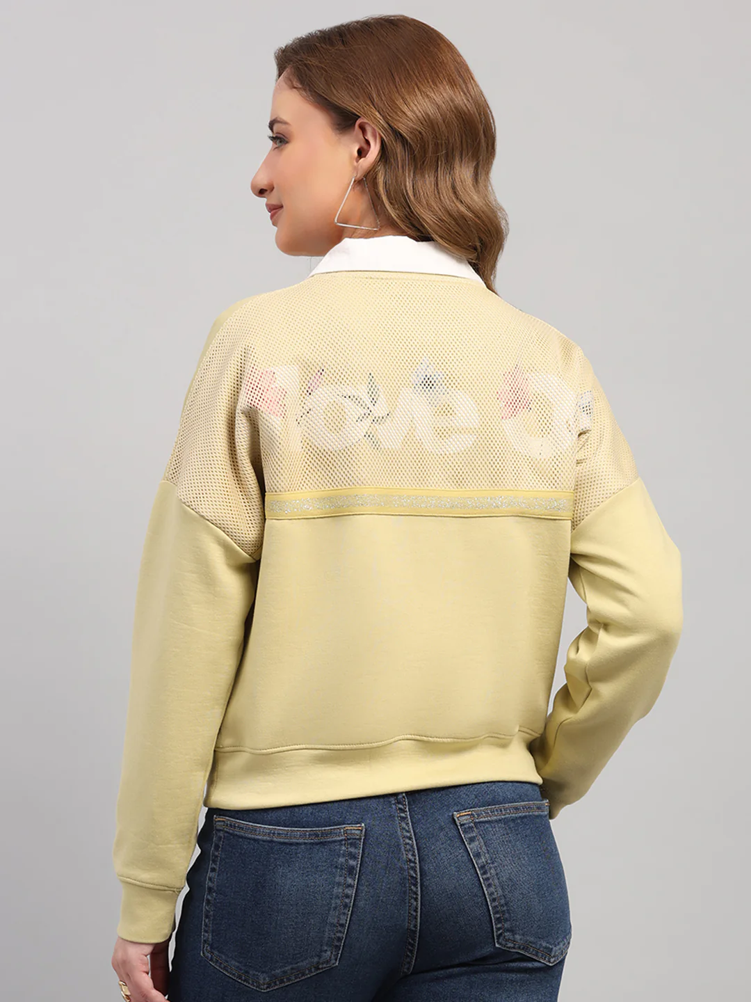 Women Green Printed Round Neck Full Sleeve Sweatshirt - Image 5