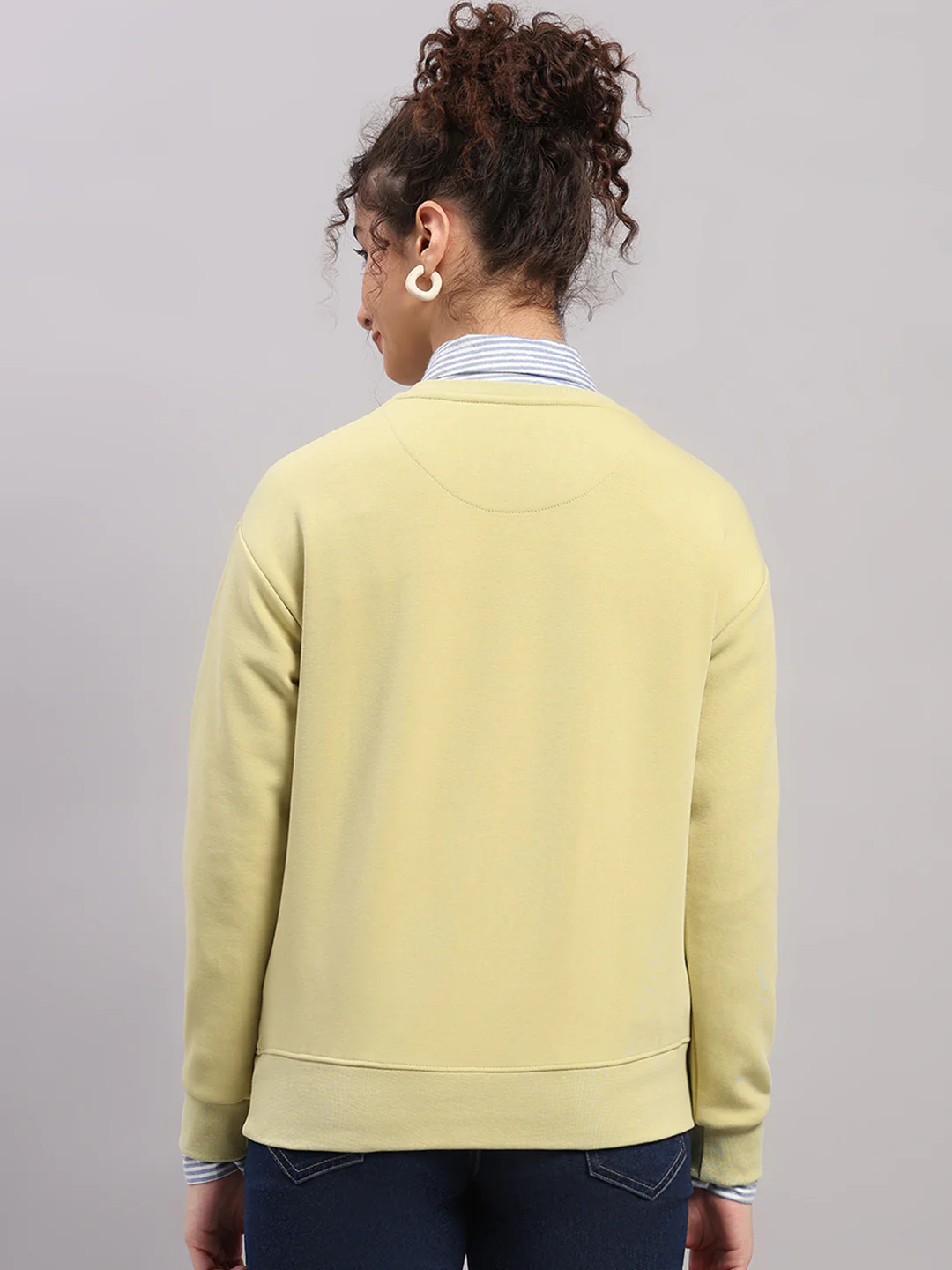 Women Green Printed Round Neck Full Sleeve Sweatshirt - Image 5