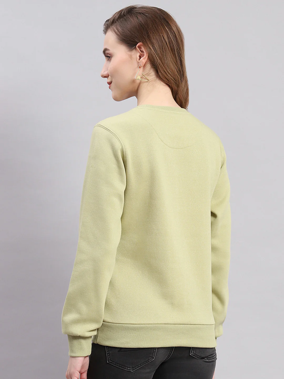 Women Green Printed Round Neck Full Sleeve Sweatshirts - Image 5