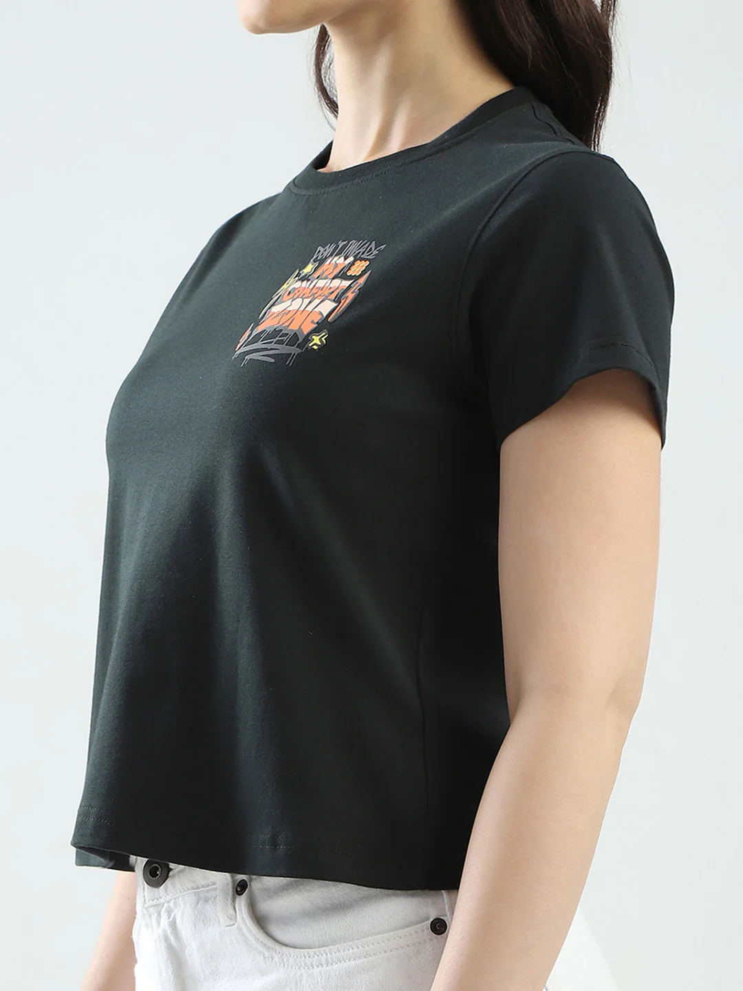 Rock.it Women Green Printed Round Neck Half Sleeve Top - Image 7